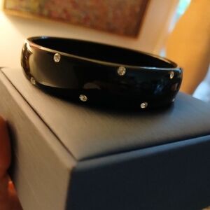 Vintage Inspired Black Bangle with Rhinestones